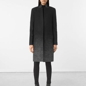 All Saints Jaiya Wool Coat with Leather Collar